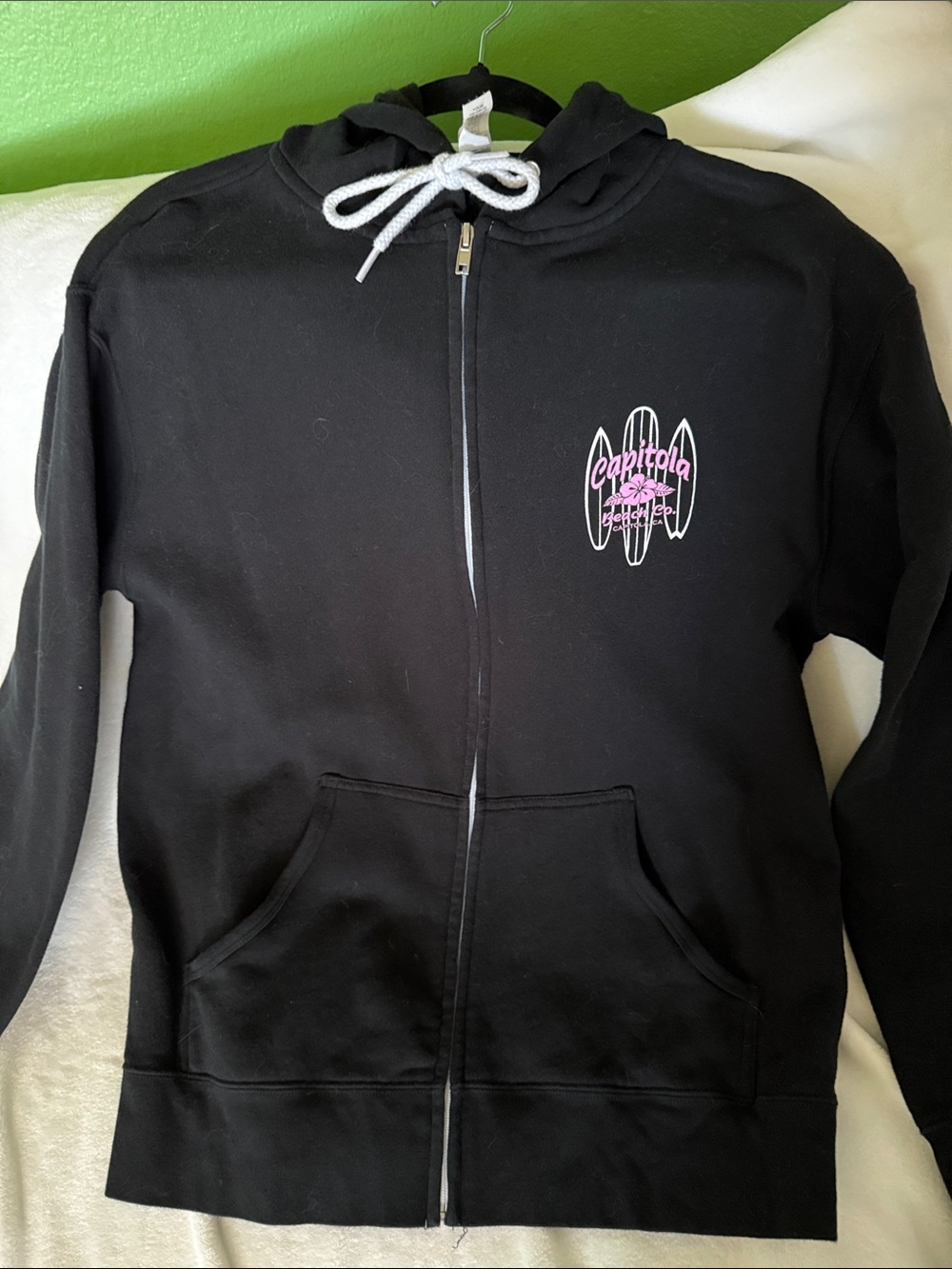 Capitola Surf Black Zip-Up Hoodie Jacket
